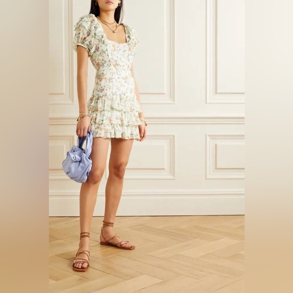 LoveShackFancy Silk Floral Mini Dress